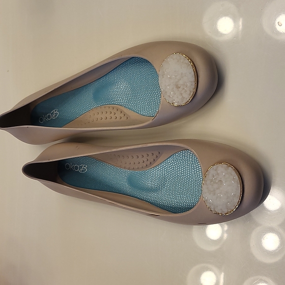 OKAB Izzie Matte Ballet Flats With Oval Stone Shoe Size 9 - Picture 4 of 12